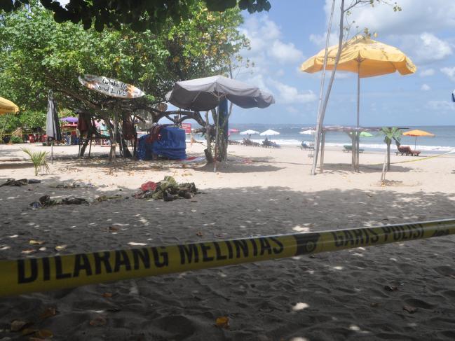 The crime scene on Kuta Beach. Photo / AAP